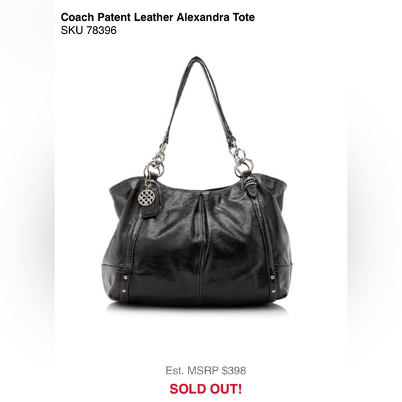 Vintage Coach Patent Leather Alexander Tote Black Shoulder Bag  16244 - Picture 1 of 11